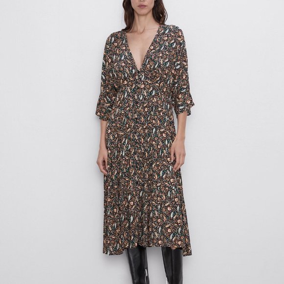 paisley print dress zara